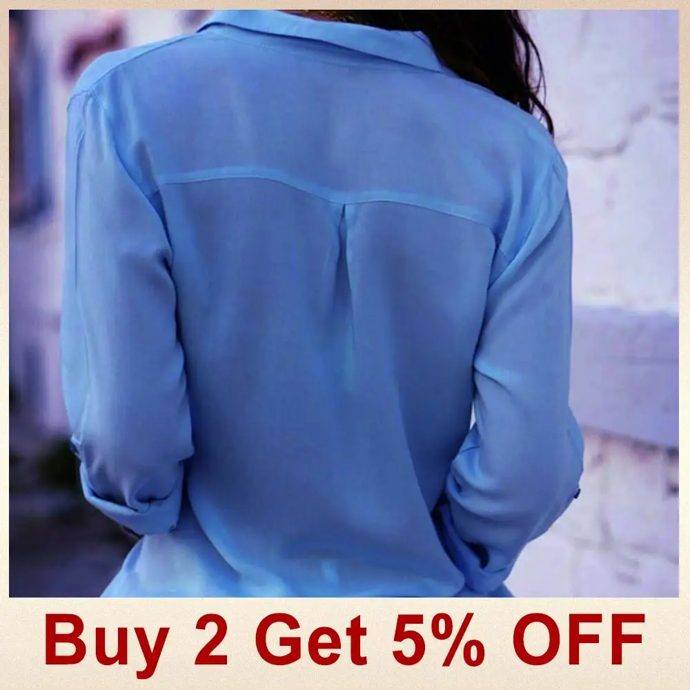 Gentillove элегантная шифоновая блуза с длинным рукавом и v-образным вырезом летние женские Топы женские офисные рубашки размера плюс 3XL