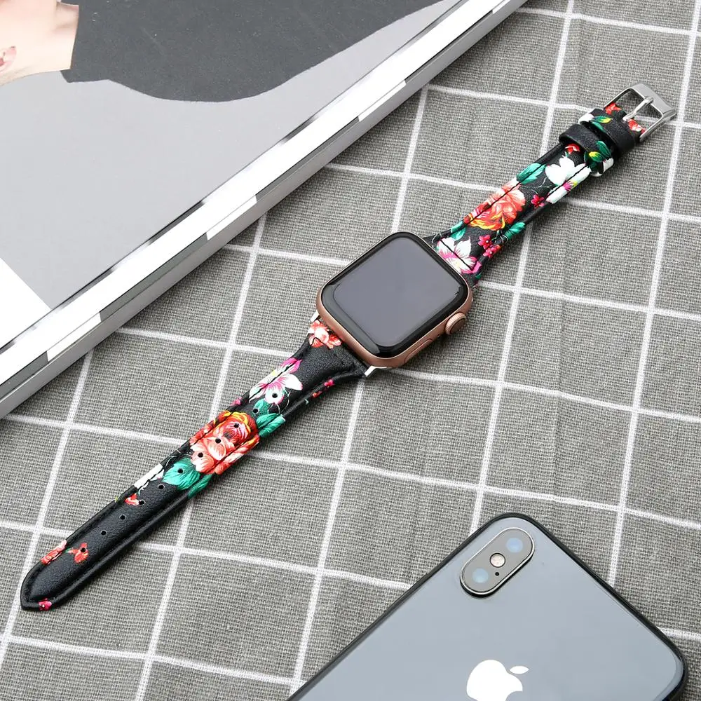 Кожаный ремешок для часов Apple Watch 38 мм 44 40 42 кожаный браслета Iwatch 83005|Ремешки часов|