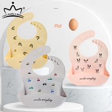 יפה תינוק ליקוק סיליקון עמיד למים ארוחת צהריים האכלת ליקוק עם כיס קריקטורה דפוס ילדים פעוט מתכוונן סיליקון ביב(China)