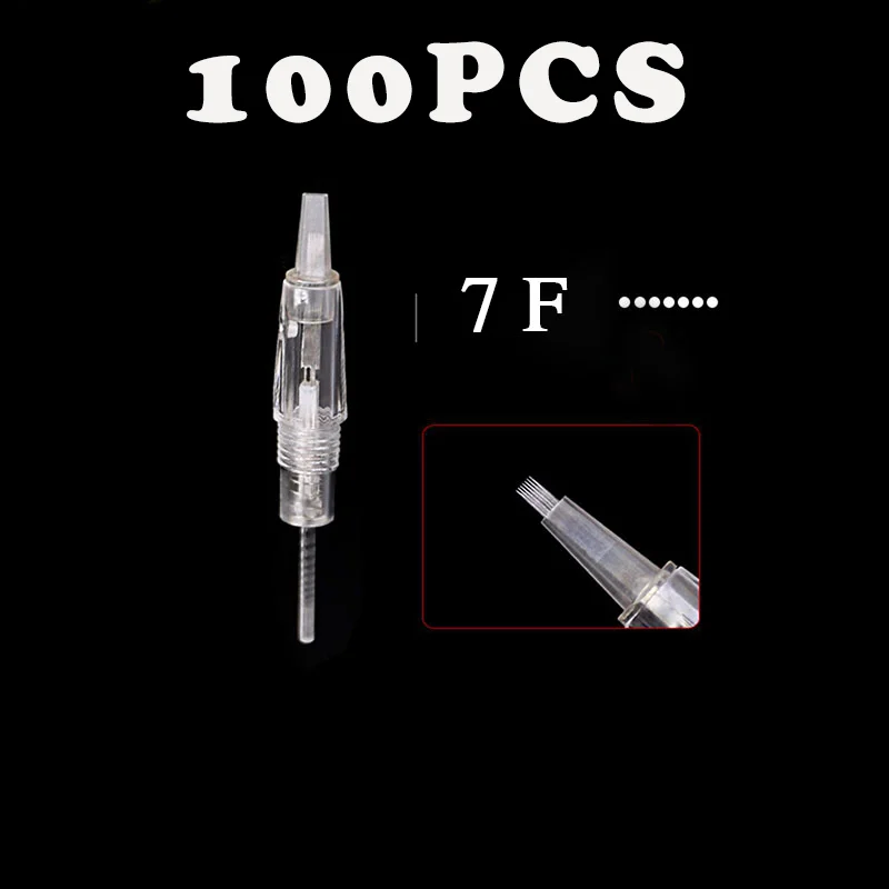 100pcs 7F needle Профессиональный Набор татуировок, роторная ручка, машина для перманентного макияжа бровей Charme Princess, мощная машина с картриджами - Цвет: 100pcs 7F needle