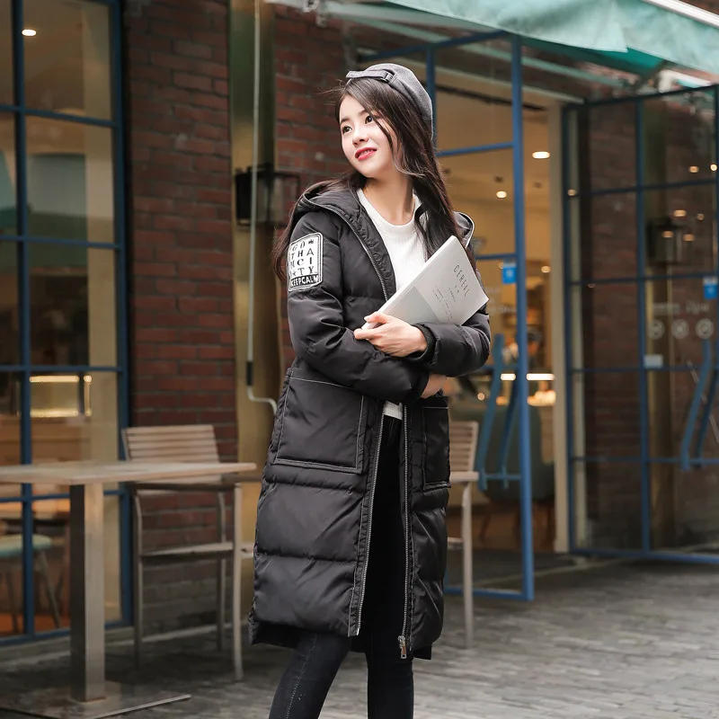 

Long Sleeve 2018 Winter Mid-length Fashion Cotton-padded Clothes/Cotton Coat Commuting Solid Color Zipper Hooded