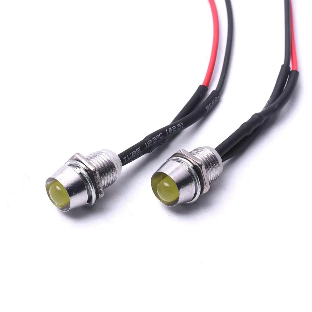 10pcs IP65 Waterproof AD26C-8L DC 12V LED Metal Warning Indicator Light Signal Lamp With Wire Red Yellow Blue Green White