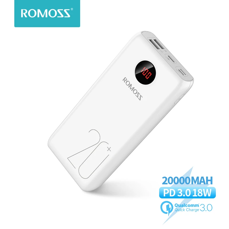 Внешний аккумулятор ROMOSS на 20000 мА · ч 18 Вт с поддержкой быстрой зарядки|Внешние