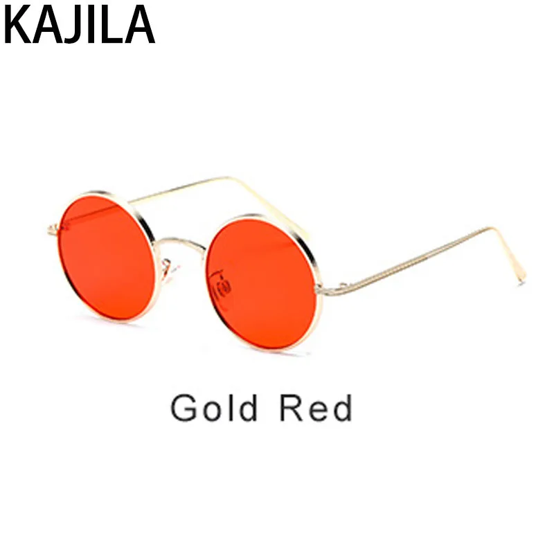 Gold Red Стимпанк Круглые Солнцезащитные очки Мужские Роскошные брендовые дизайнерские ретро градиентные солнцезащитные очки для женщин UV400 oculos de sol masculino 7048 - Цвет линз: Gold Red