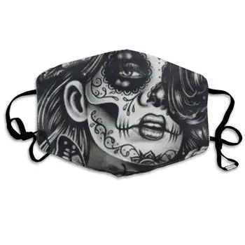 

NiYoung Breathable Anti Dust Mouth Mask with Adjustable Earloop, Warm Windproof Reusable Washable Half Face Mask, Sugar Skull