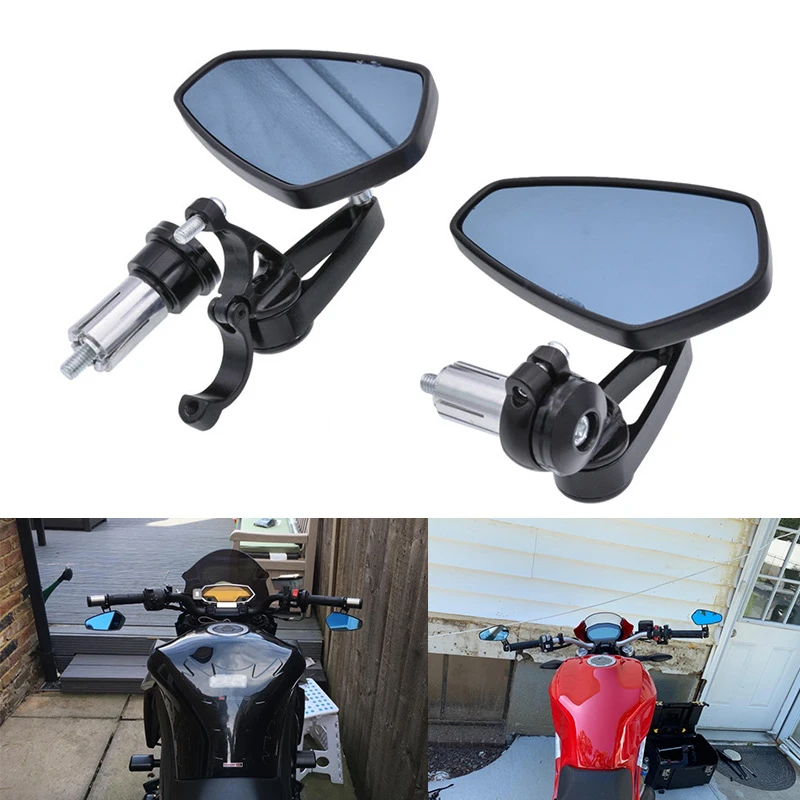 MZS Bar End Mirrors, 7/8 Universal Motorcycle Rear View Mirror Side