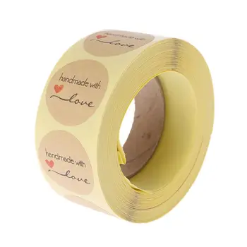 

500pcs Round Kraft Natural Handmade With Love Thank you Stickers Seals Scrapbook DIY Craft For Party Wedding Decoration K1MF