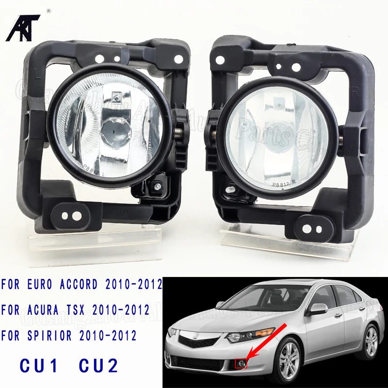 Left&Right Bumper Fog Light Clear Lens For Honda Acura TSX 2009 2010 Replacement