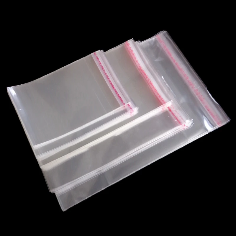 100PCS Transparent Self-adhesive Seal OPP Plastic Bag Sock Clothes Toy Package 