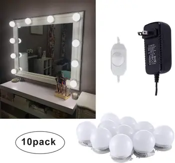 

Hollywood Super Star Style Makeup Mirror Vanity LED Light Bulbs Kit for Dressing Table Dimmable & Plug in, Linkable and Flexible