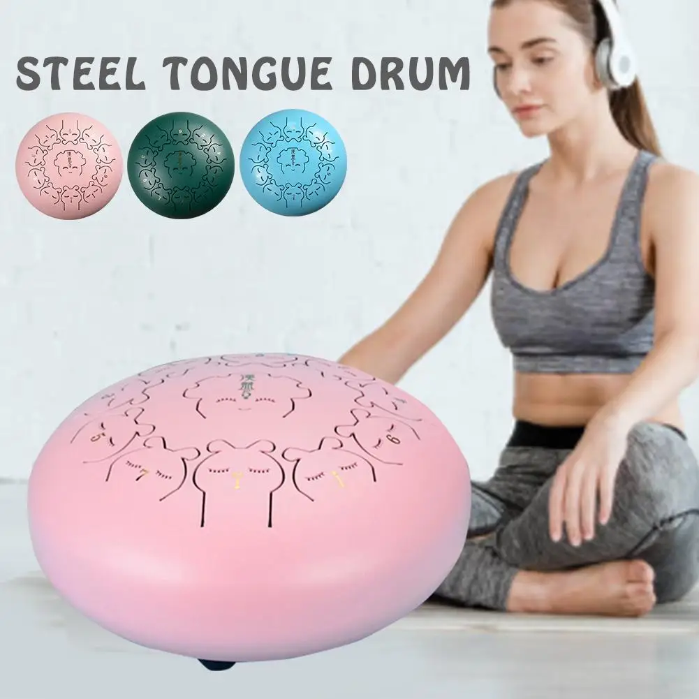 

Titanium alloy ethereal drum 12 inch 11 tone steel tongue drum percussion instrument hand drum with drumstick bag sound hole cov