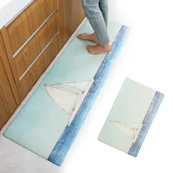 

Floor Mat Anti-Fatigue Mattress Kitchen Mat Skid Resistant Comfortable Waterproofing Soft Leatherwear Multi Size Sailboat