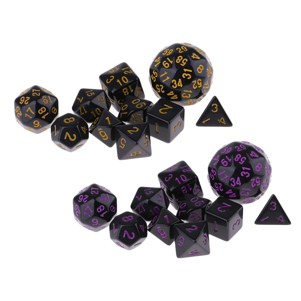 20x набор Игральный костей для DND ролевые игры D4 D6 D8 D10 D12 D20 D24 D30 D60-Purple, желтый