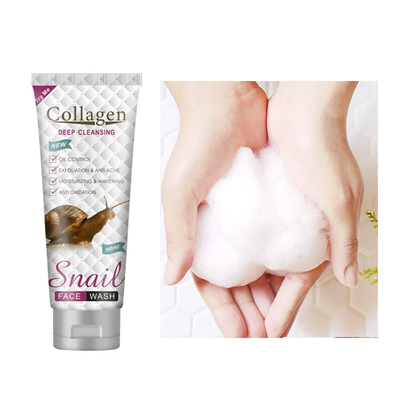 Face Wash Snail Collagen Face Wash Gentle Cleaning Dirt Anti Acne Facial Cleanser Oil Control Remove Dead Cutin Face Foam Wash Cream