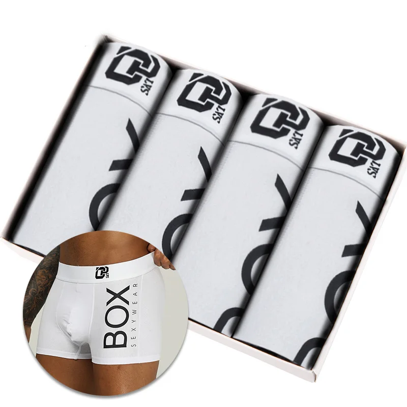 (4)OR212-White 4 шт./лот, боксеры, шорты, мужские боксеры, мужское нижнее белье, мужские трусы, хлопковые мягкие короткие боксеры, сетка, мужские s Hombre Cueca размера плюс OR212 - Цвет: (4)OR212-White