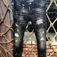 Европейские dsq Брендовые мужские джинсы италия брюки черные coolguy джинсы мужские облегающие джинсы джинсовые брюки черные рваные брюки джинсы для мужчин 9603