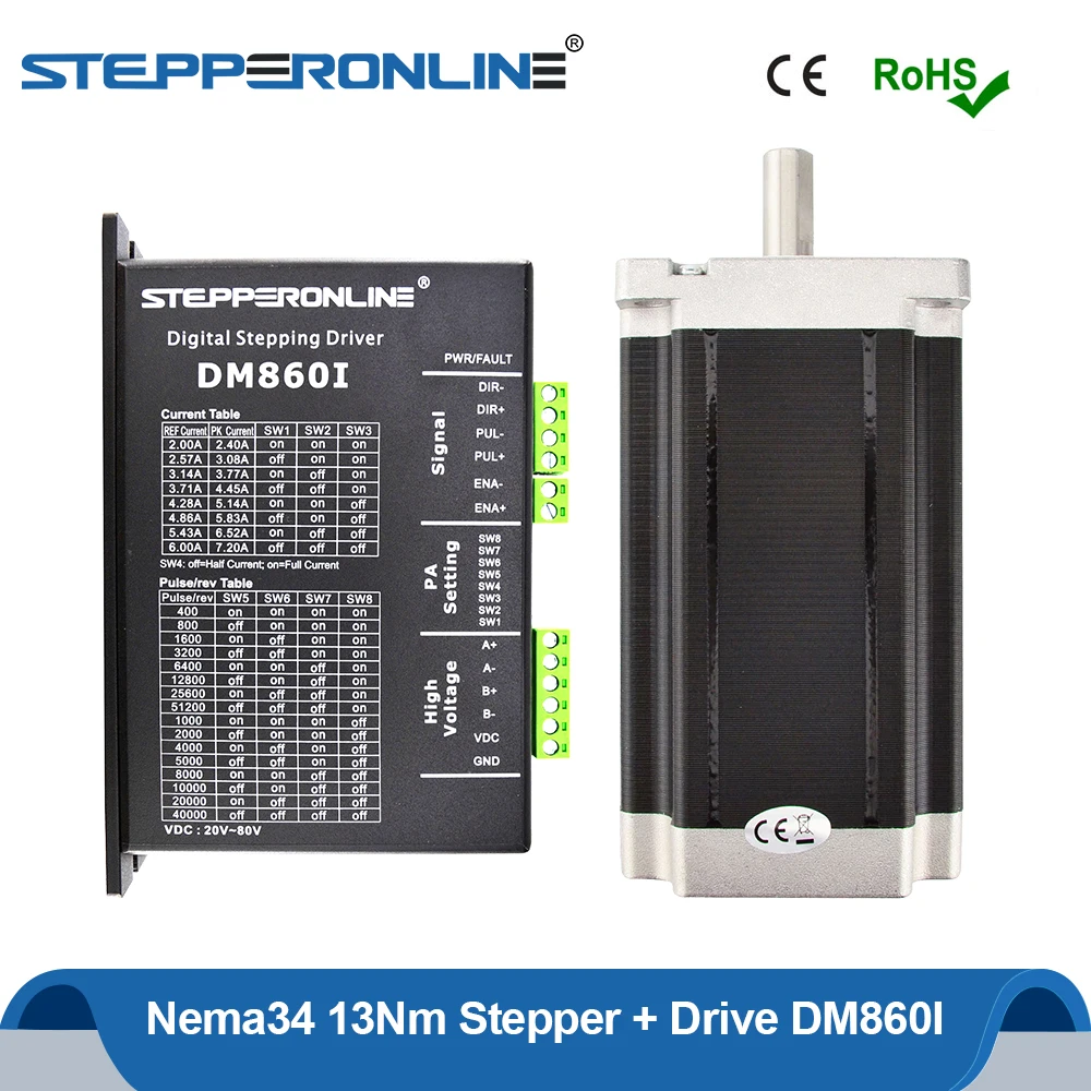 

1 Axis Stepper CNC Kit Nema 34 13.0Nm(1841oz.in) 150mm + Digital Stepper Driver 2.4-7.2A 20-80VDC DM860I for CNC Milling Machine
