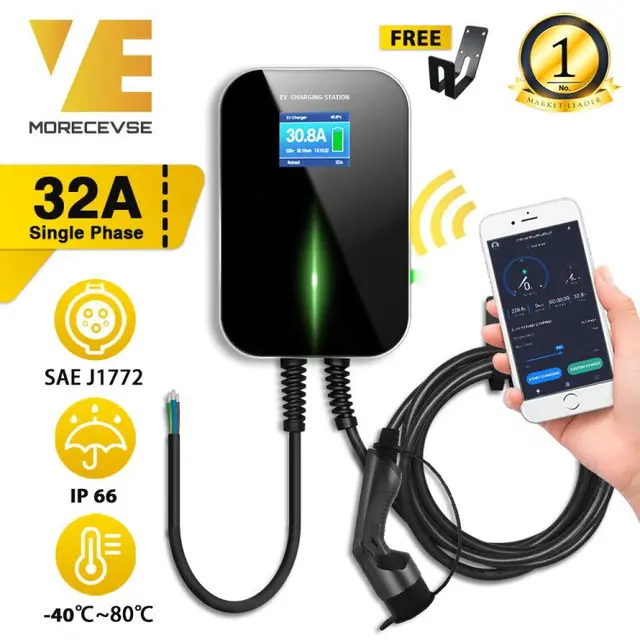 32A 1Phase APP Wifi EVSE Wallbox EV Charger Electric Vehicle Charging Station with Type 2 Cable IEC 62196 2 for MINI Cooper