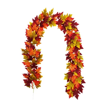 

Artificial Autumn Fall Maple Leaves Garland Hanging Plant for Home Garden Wall Doorway Backdrop Fireplace Decoration