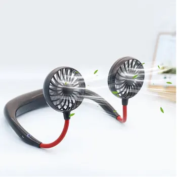 

Mini USB Portable Fan Neck Fan Neckband With Rechargeable Battery Desk Fans 180 Degree Adjustable Sport Air Cooler Conditioner