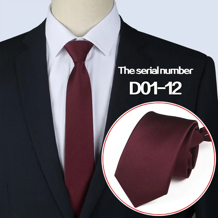 Мужские 6см обтягивающие галстуки на молнии модные деловые повседневные серии ленивый галстук черные галстуки для мужчин полосатый галстук одноцветные Галстуки - Цвет: D01-12