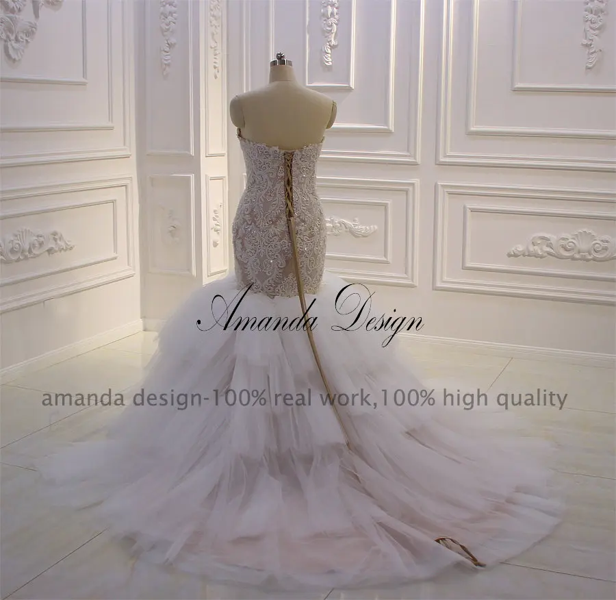 Аманда дизайн robe de mariee boheme кружевное бра без рукавов Русалка свадебное платье