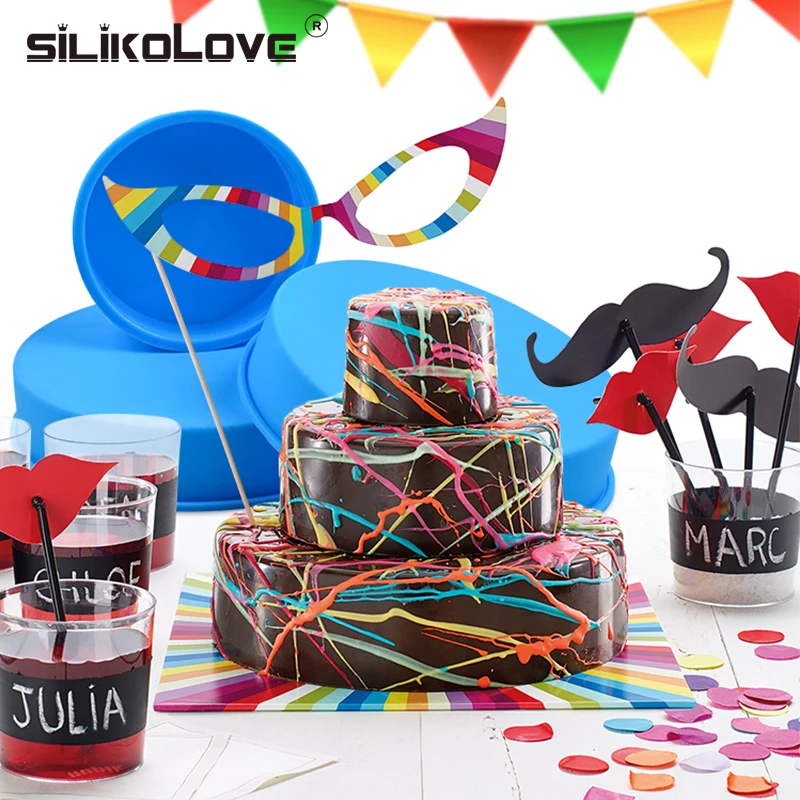 SILIKOLOVE 3 шт./компл. круглая силиконовая форма для тортов антипригарная форма для выпекания Кухня формы для выпечки инструменты DIY десертов форма для выпечки торта