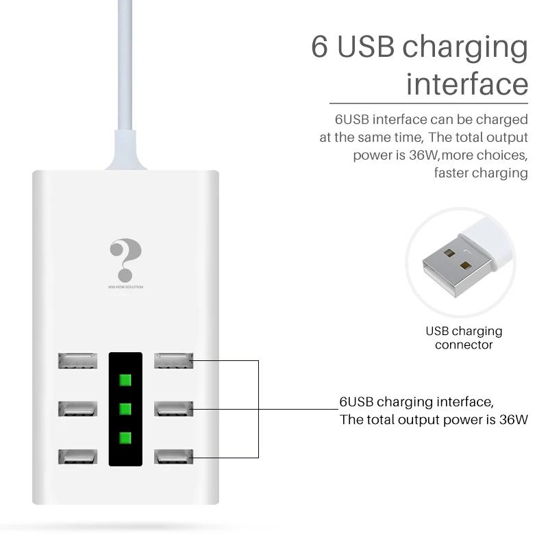 AAAE 7.2A 6 портов Usb зарядное устройство power bank power celular зарядная станция promotion_ carregador bateria port atil para celular