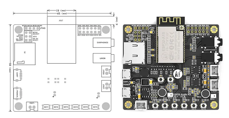 ESP32 серийный ESP32 Aduio комплект ESP32 аудио макетная плата 2,4G Bluetooth модуль беспроводного доступа Wi-Fi низкая Мощность двухъядерным процессором с ESP32-A1S 8 м