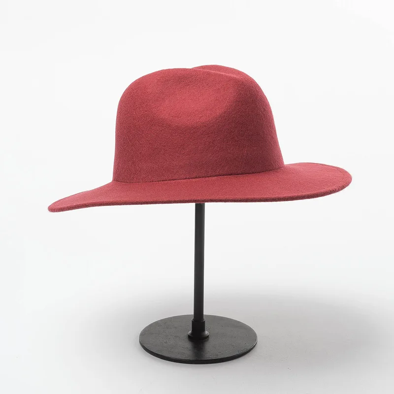 01908-HH8147A новая осенне-зимняя шерстяная однотонная Шляпа Fedora для мужчин и женщин джазовая Панама