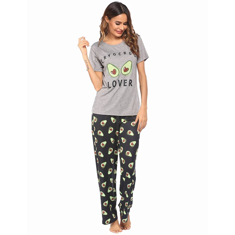 Round Neck Ladies Pajamas Set Casual 