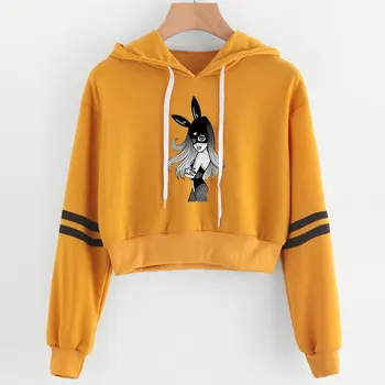 

Ariana Grande Navel 3D Hoody Women New Arrivals Fashion Harajuku Ariana Grande Kawaii top Cute Ladies Sexy high waist hoodie