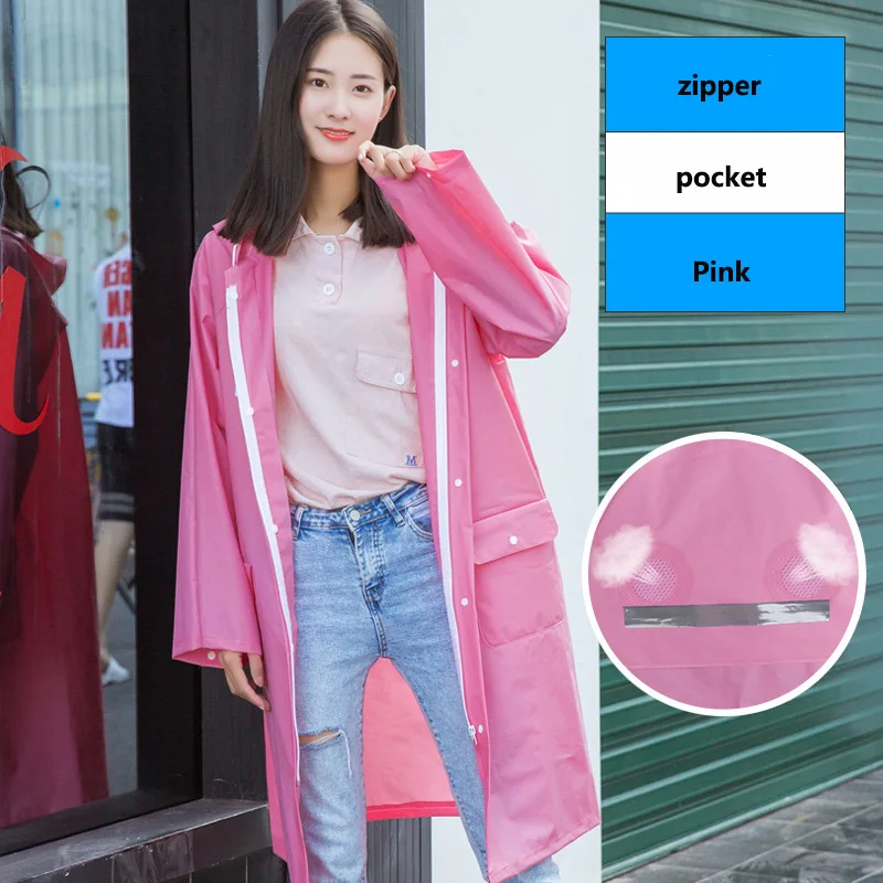 Модный прозрачный плащ для взрослых, скалолазание, уличная рыбалка, непромокаемый плащ EVA, пластиковый плащ для защиты окружающей среды - Цвет: Pink