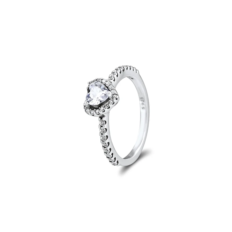 

Sparkling Heart Rings 100% Authentic 925 Sterling-Silver-Jewelry with Clear CZ Free Shipping