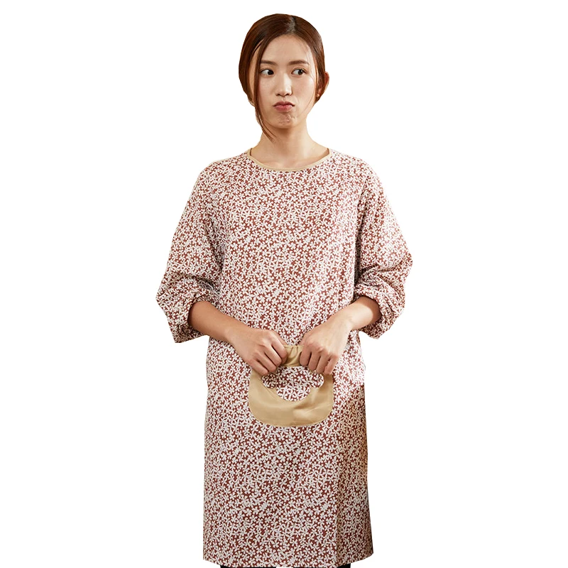 Senyue Корейская версия фартуков с длинным рукавом из хлопка и льна, японские кухонные фартуки для приготовления пищи, противомасляные загрязнения, Комбинезоны для взрослых