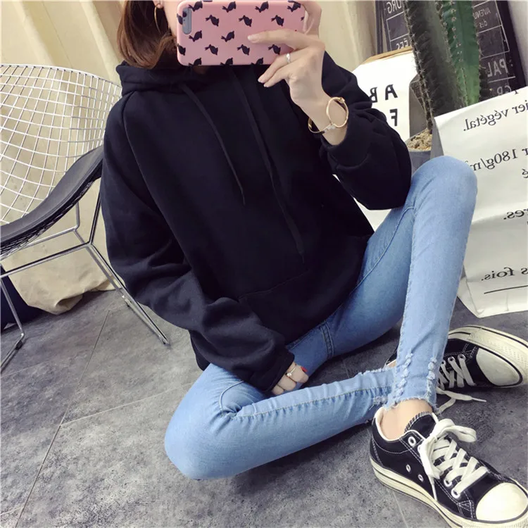 

ZSIIBO winter Casual Fleece women Hoodies Sweatshirts long sleeve yellow girl Pullovers loose Hooded Female thick coat