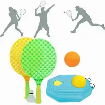 

Tennis Training Aids Tool Kit Single Tennis Training Set 2 Racket 3 Balls With Heavy Duty Base Self-study Rebound Partner Basebo