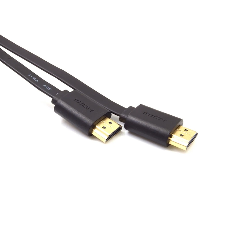 1.5 m Cable For HDMI Flat Braided Shielding Gold Plated Plug Cord For X-Box DVD Player HDTV Projector