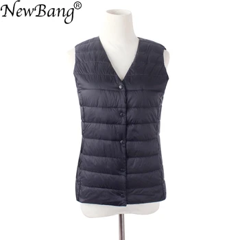 

NewBang V-Neck Waistcoat Women's Warm Vests Ultra Light Down Vest Women Portable Sleeveless Winter Warm Liner