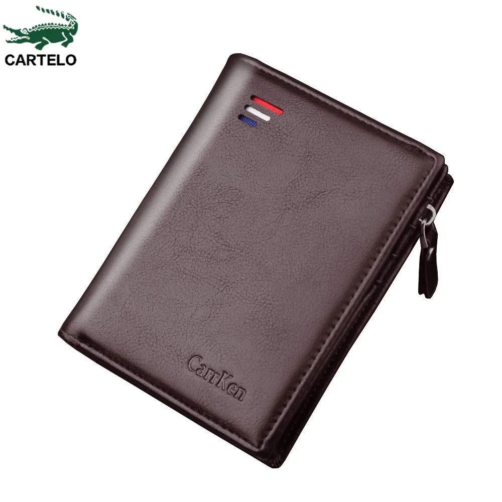 

CARTELO New Anti-demagnetization wallet men's short pu leather wallet zipper retro wax oil youth RFID anti-theft brush