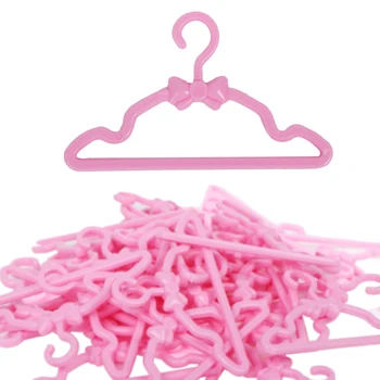 

20 Pcs/Lot Mini Pink Bowknot Design Hangers Dress Wardrobe Cute Holder Accessories Clothes for Barbie Doll Dollhouse DIY Toy
