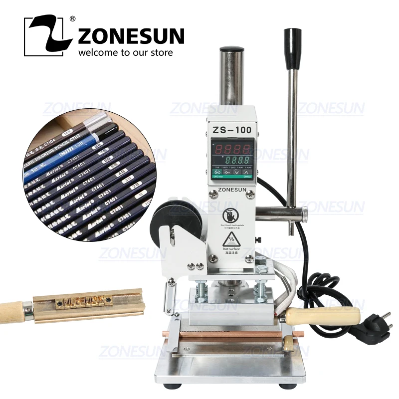 ZONESUN ZS 100A Пользовательский логотип машина для горячего тиснения фольгой ручная