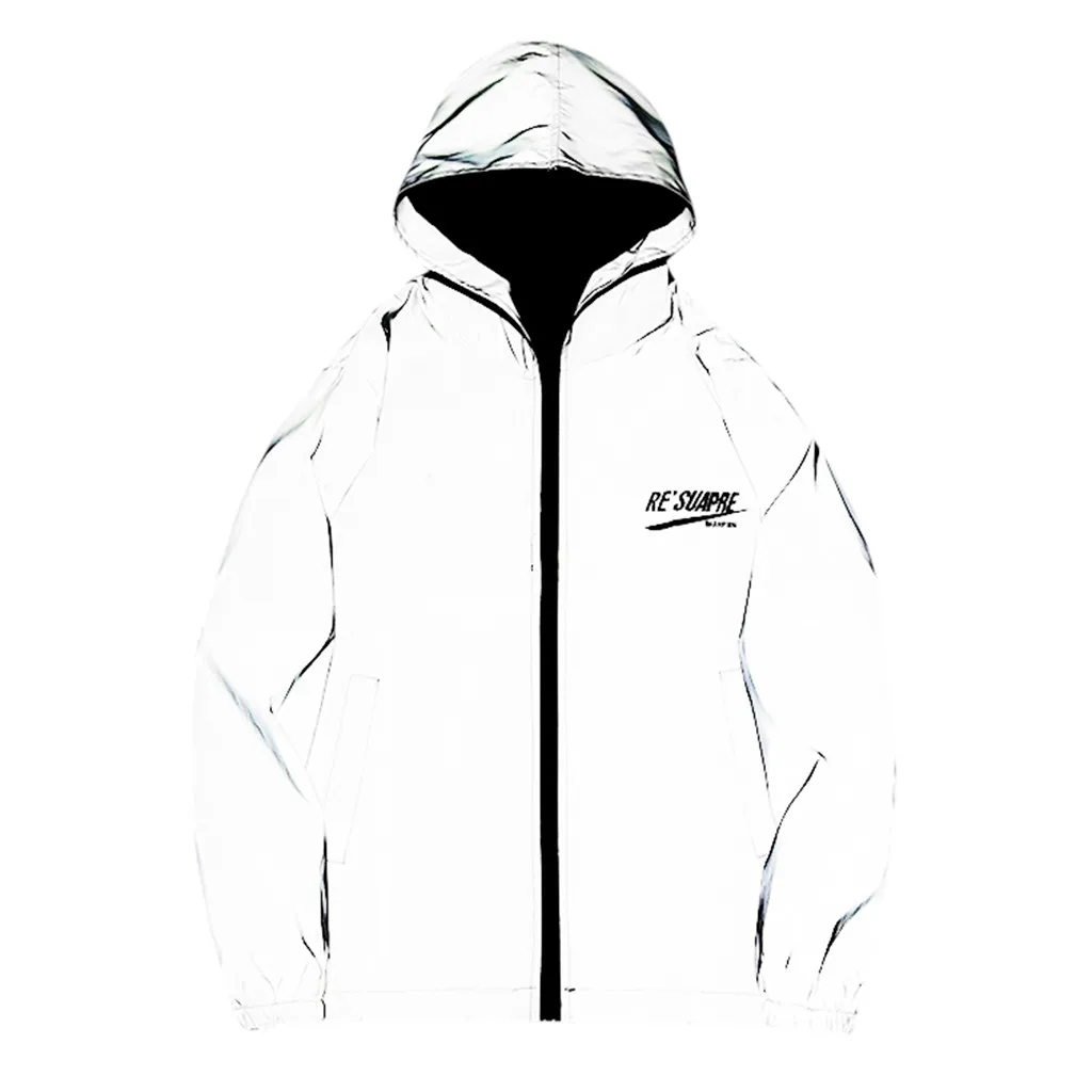 Забавная Светоотражающая куртка с принтом для мужчин/женщин, брендовая мужская толстовка с капюшоном, пальто, Повседневная Ночная флуоресцентная ветровка Veste Homme 7,24