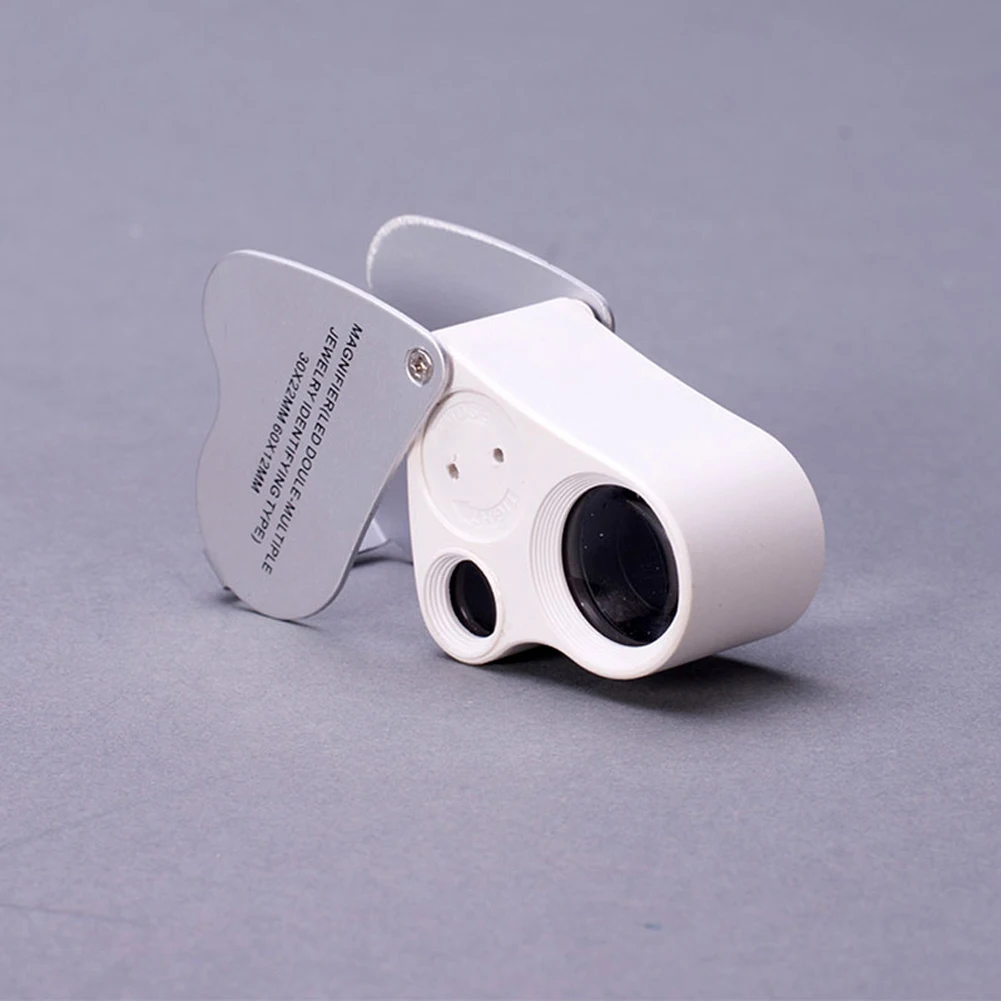 30X 60X Lightweight Small Foldable Stamps Professional Led Illuminated Durable Jewelry Loupe Magnifier Portable Tool Double Lens