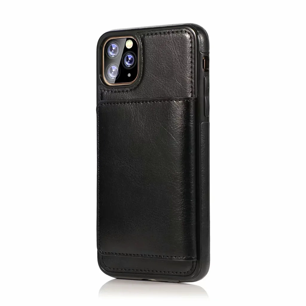 Защитный чехол-кошелек для IPhone 11 Pro 5,8 дюймов, чехол с подставкой, роскошный держатель для карт чехол - Цвет: BK