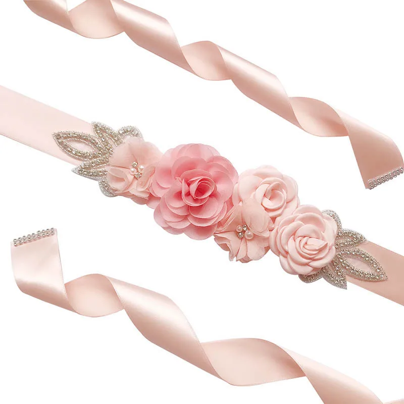 Розовый белый Trouwjurk riem имитация розы Элегантные украшения пояс аксессуары цветок свадебное платье бисером пояса платье ремни