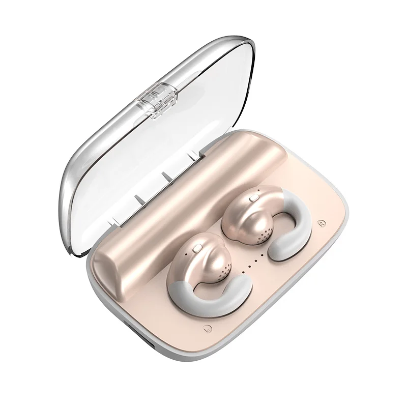Bluetooth наушники, костная проводимость, наушники 9D, стерео звук, беспроводные наушники с 2200 мАч, зарядный чехол, вкладыши, Спортивная гарнитура - Цвет: Pink