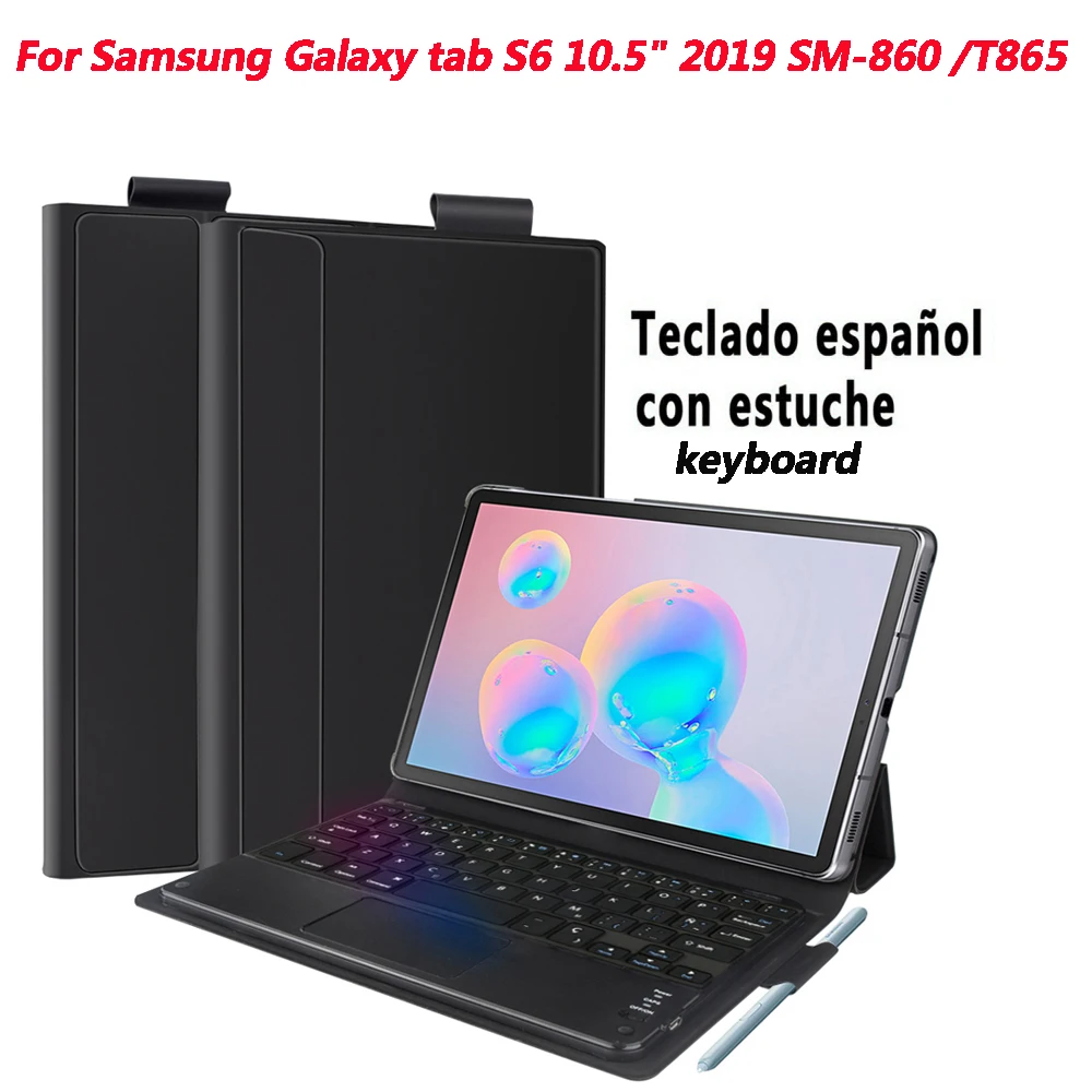 Чехол с испанской клавиатурой для samsung Galaxy Tab S6 10,5 дюймов SM-T860/T865 чехол из искусственной кожи с откидной подставкой и Bluetooth клавиатурой