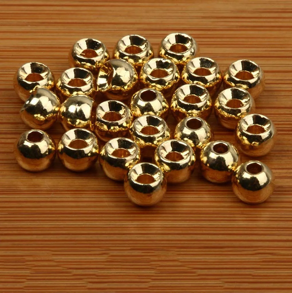 50pcs 4mm Tungsten Slotted Fly Tying Beads Head Nymph Flies Round Ball Beads Fly Tying Material Fly Fishing Accessories Gold