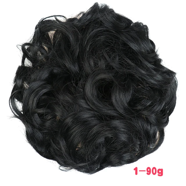 MERISIHAIR Synthetic Girls Curly Scrunchie Chignon With Rubber Band Brown Gray Hair Ring Wrap On Messy Bun Ponytails 90g-1